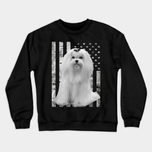 American Flag Maltese Dreams, Stylish Tee for Dog Lovers Crewneck Sweatshirt